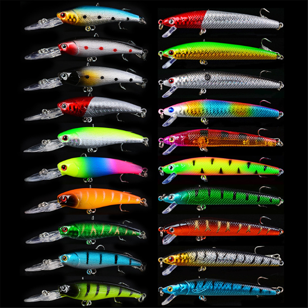 Fishing Equipment Kit - 20ชิ้น/ล็อตMinnowตกปลาเหยื่อเบสน้ำจืดสดลอย3DตาWobbler Tackleเหยื่อHard Crankbait Pescaชุดชุด