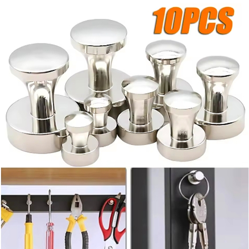 Fishing Equipment Carp - แม่เหล็กตกปลาแบบแข็งแรงพิเศษ 10 ชิ้น พร้อมตะขอแม่เหล็กสำหรับงานหนัก แม่เหล็กนีโอไดเมียมแบบมีรูฝังหัวสกรู