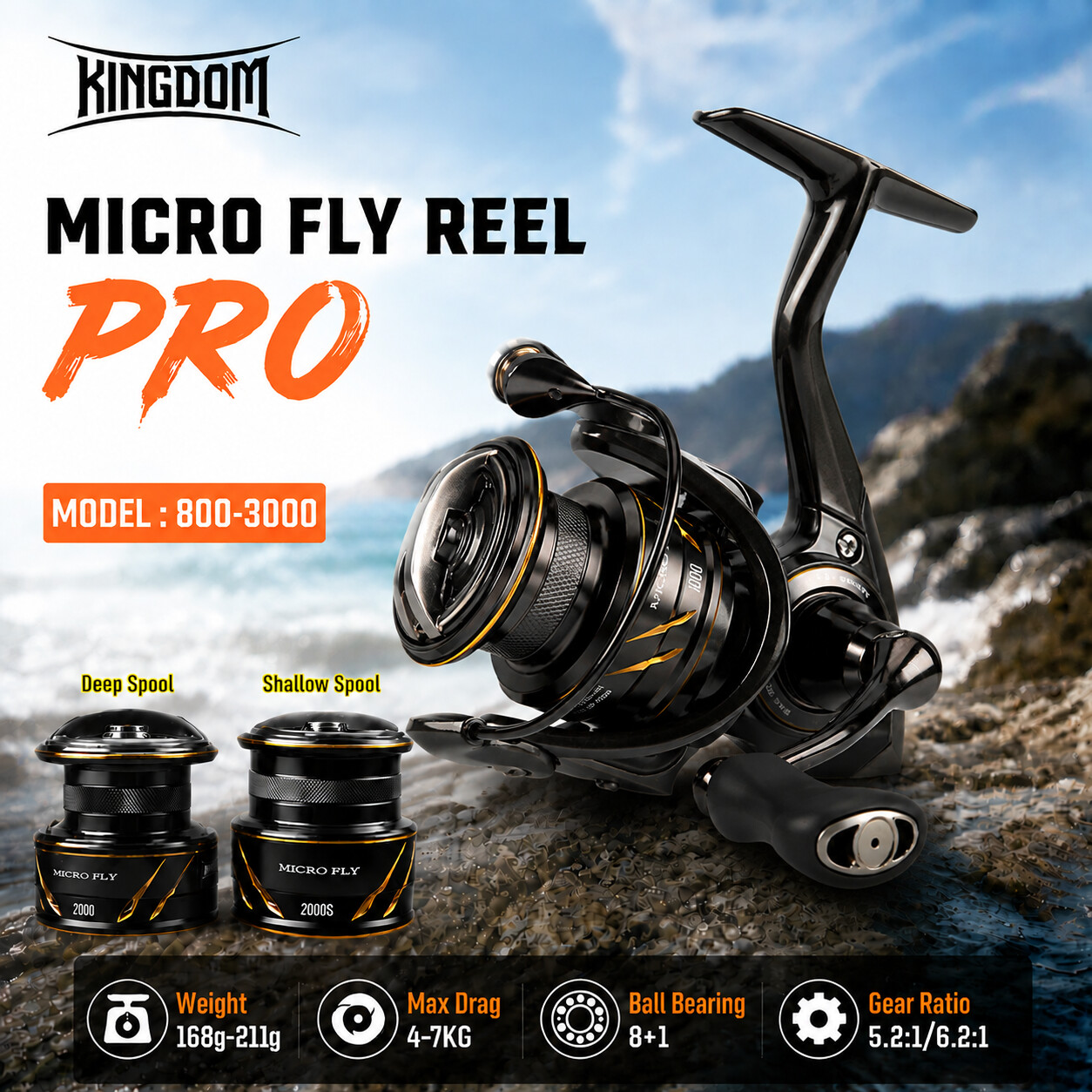 Kastking Reel Zephyr - รอกตกปลา Kingdom Micro Fly Pro รุ่น