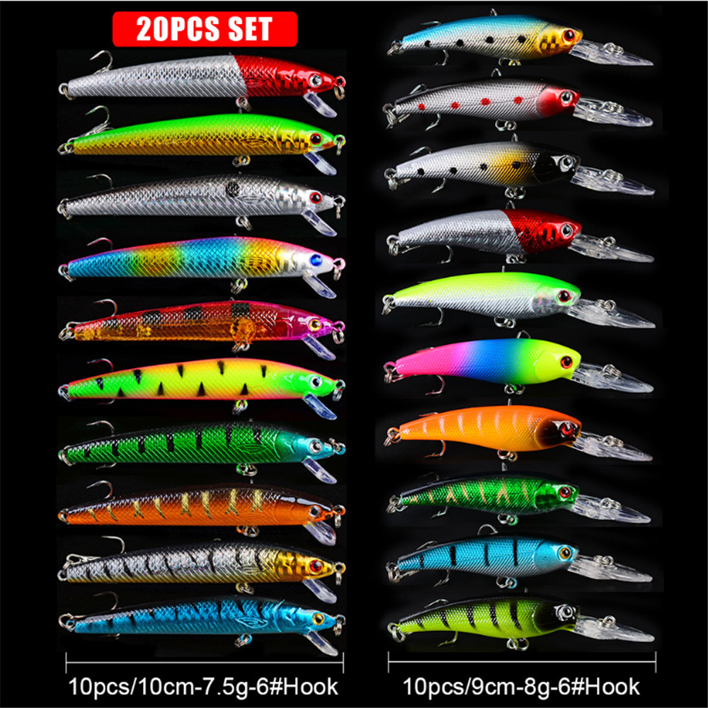 20ชิ้น/ล็อตMinnowตกปลาเหยื่อเบ - Fishing Equipment Kit บทวิจารณ์และราคา